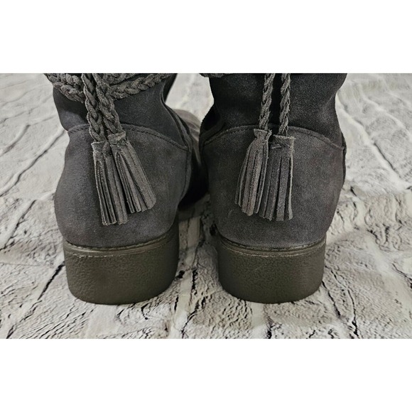 Abeo Blaine Suede Sheepskin Mid Gray Calf Boots WOMENS SIZE 10 - Picture 10 of 14